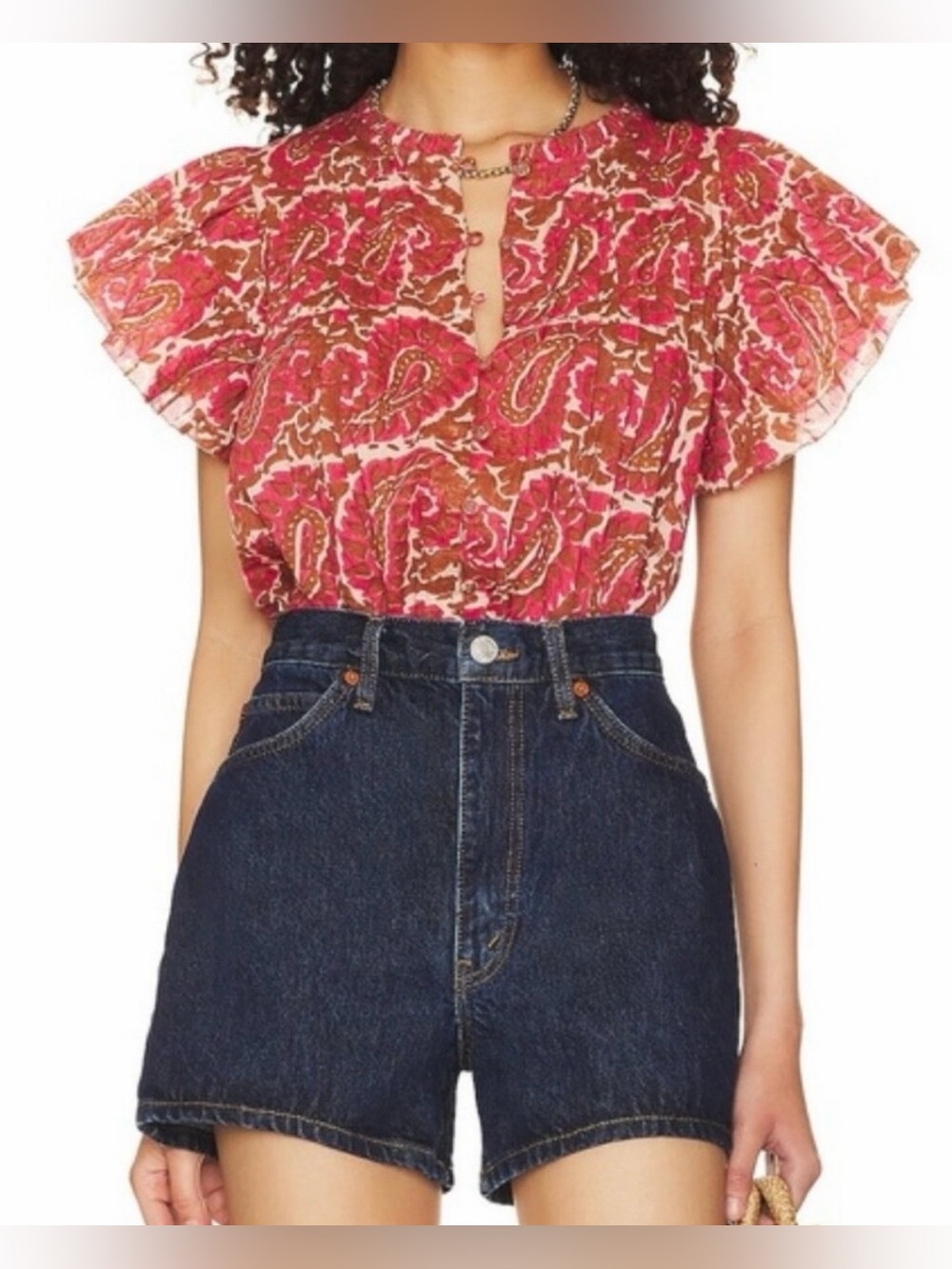 Cleobella Calla Blouse Organic Cotton Top boho flutter sleeve